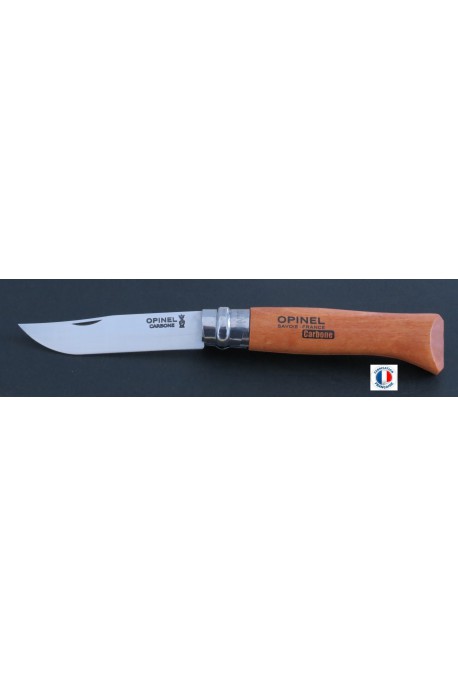 Couteau Opinel lame CARBONE 8cm Poids : 0,150kg Réf. : 460008