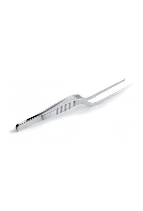 Pince fine de cuisine en inox pointe courbée, 14.5 cm