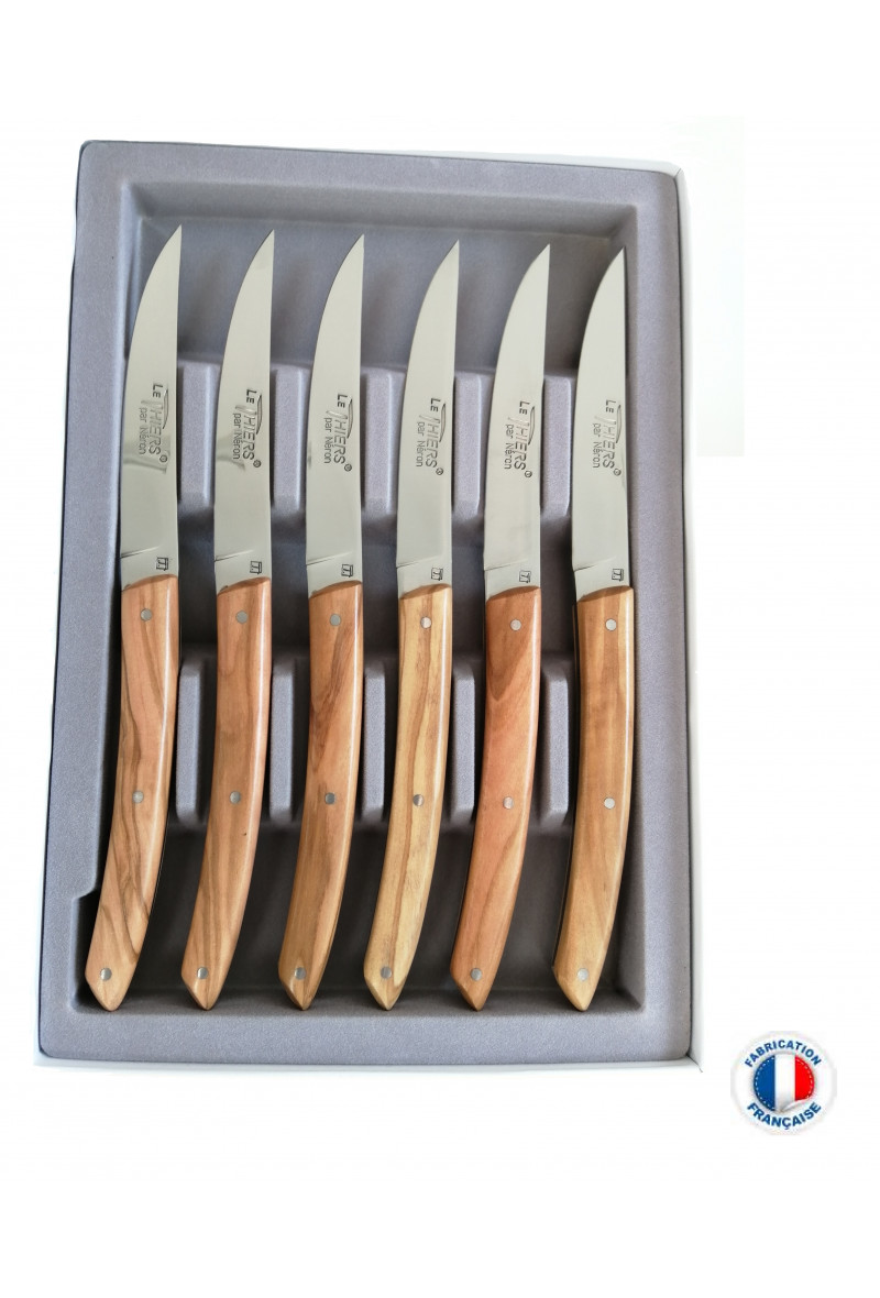 Coffret 6 couteaux de table Le Thiers© Bois Olivier Plein-manche