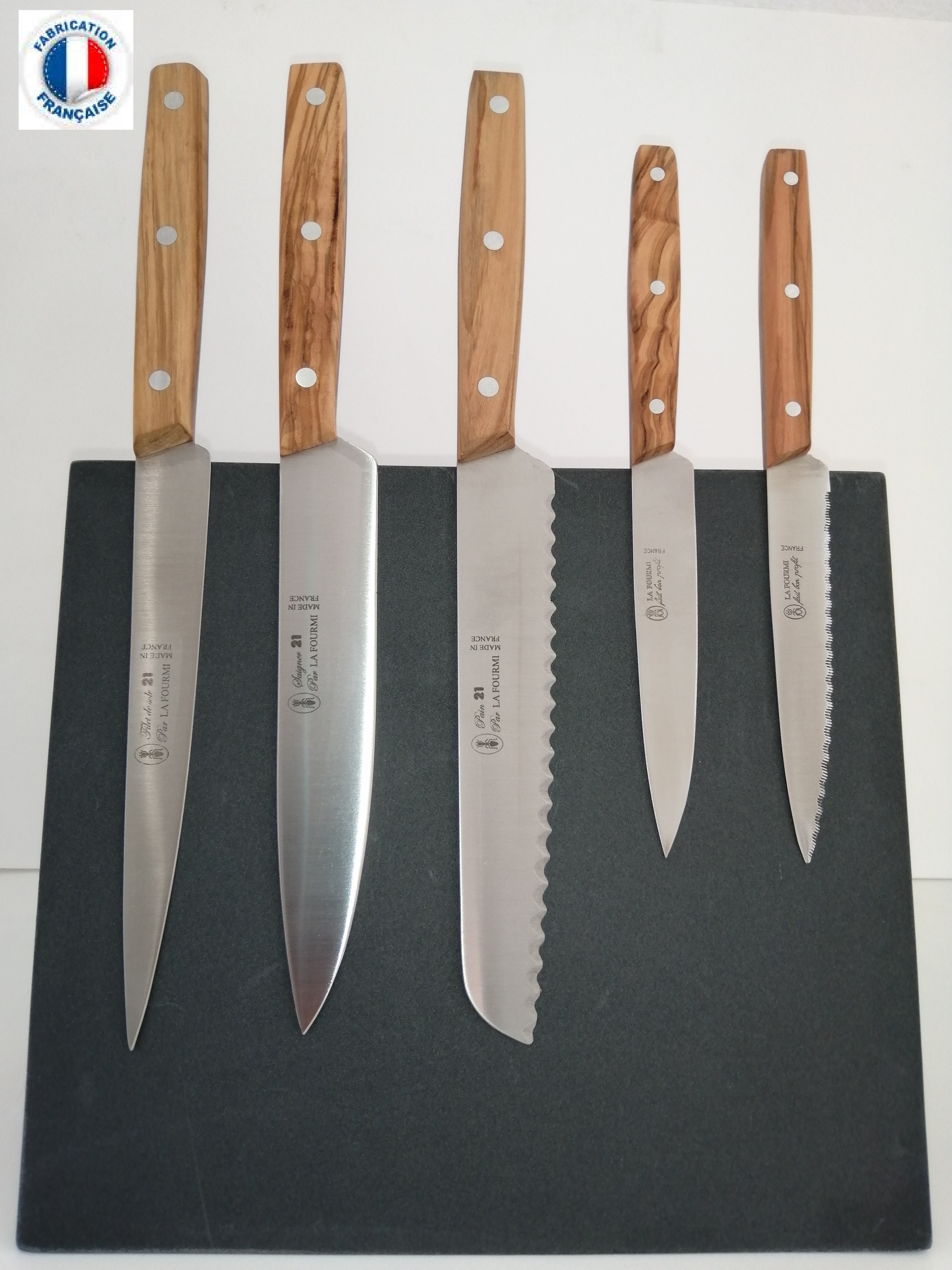 Set de 5 couteaux manche OLIVIER Poids : 2.250 kg - AUVERGNE