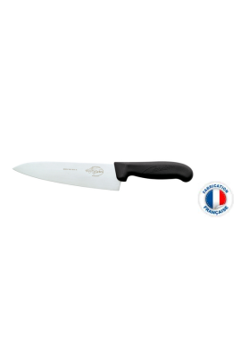 Couteau 1/2 chef lame 20cm manche surmoulé NOIR poids : 0.450 kg