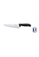 Couteau 1/2 chef lame 20cm alévolée manche surmoulé NOIR Poids : 0.450 kg