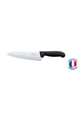 Couteau 1/2 chef lame 20cm alévolée manche surmoulé NOIR Poids : 0.450 kg