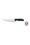 Couteau 1/2 chef lame 20cm alévolée manche surmoulé NOIR Poids : 0.450 kg